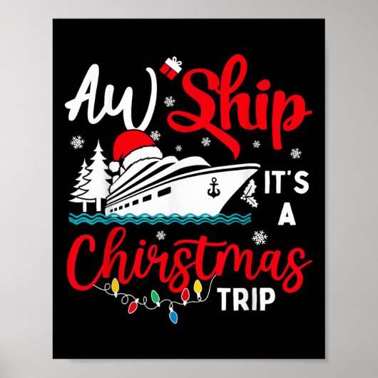 AW schip zijn kerstreis cruise Xmas Lights Holi Poster (Voorkant)