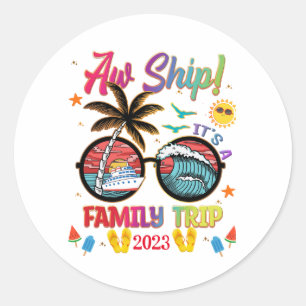 AW Ship Family Trip Kleurrijke groepsaanpassing Ronde Sticker