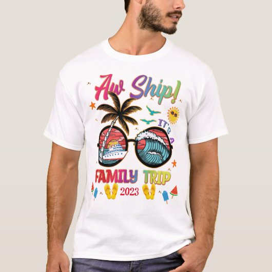 AW Ship Family Trip Kleurrijke groepsaanpassing T-shirt (Voorkant)