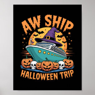 Aw Ship Halloween Cruise Spel Travel Matching Tr Poster