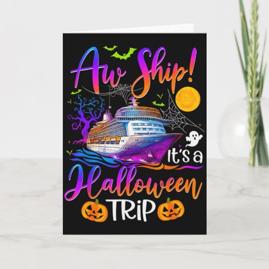 Aw Ship Halloween Family Cruise Crew Family Vacati Kaart (Voorkant)