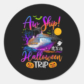Aw Ship Halloween Family Cruise Crew Family Vacati Ronde Sticker (Voorkant)