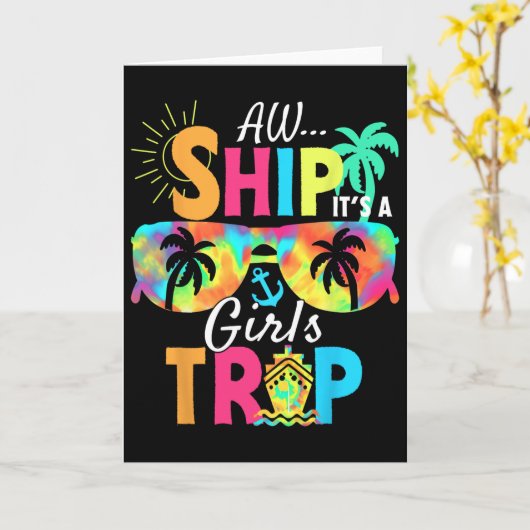 Aw Ship! It's A Girls Trip Cruise 2025 Vacation Ma Kaart (Gele Bloem)