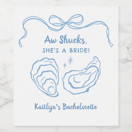 Aw Shuck Oyster Coastal Bachelorette Party Wijn Etiket (Enkel label)