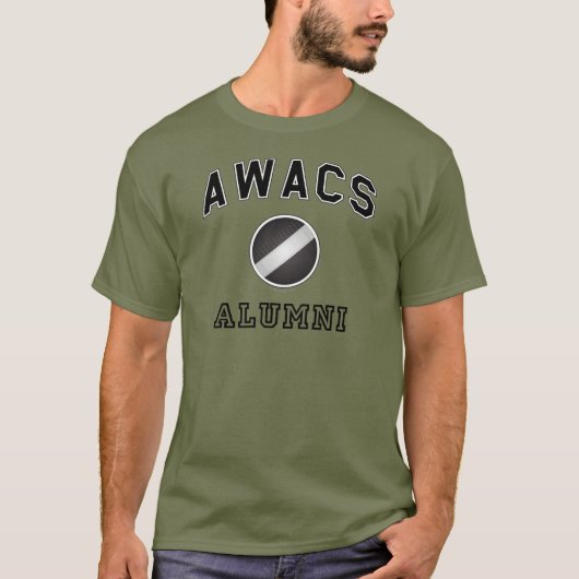 AWACS Alumni, donkere tekst op kleur T-shirt (Voorkant)
