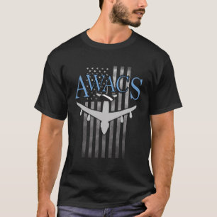 AWACS op vervaagde Amerikaanse vlag T-shirt
