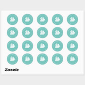 Awages voor avontuur | Turquoise en White Ship Ronde Sticker (Vel)