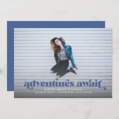 Await (Blue) Afstuderen Invitation Kaart (Voorkant / Achterkant)