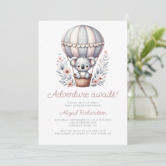 Awaits Koala Beer QR Code Baby shower Kaart (Staand voorkant)