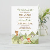 Awaits Woodland Animals Baby shower Kaart (Staand voorkant)