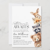 Awaits Woodland Animals Baby shower Kaart (Voorkant)