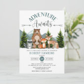 Awaits Woodland Animals Baby shower Kaart (Staand voorkant)