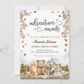 Awaits Woodland Animals Baby shower Kaart (Voorkant)