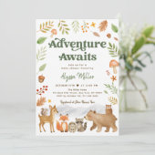 Awaits Woodland Animals Baby shower Kaart (Staand voorkant)