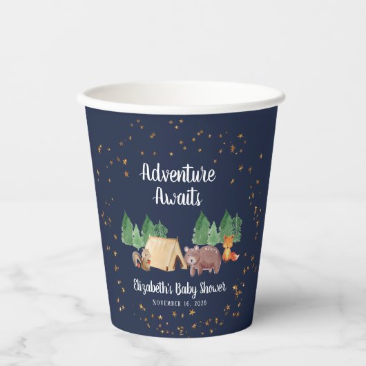 Awaits Woodland Animals Baby shower Papieren Bekers (Voorkant)