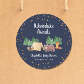 Awaits Woodland Animals Baby shower Ronde Sticker
