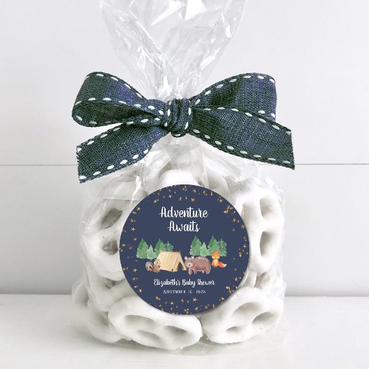 Awaits Woodland Animals Baby shower Ronde Sticker