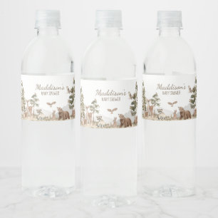 Awaits Woodland Animals Baby shower Waterfles Etiket
