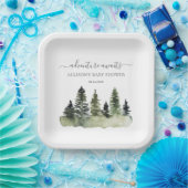 Awaits Woodland Baby shower Papieren Bordje (Feest)