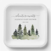 Awaits Woodland Baby shower Papieren Bordje (Voorkant)