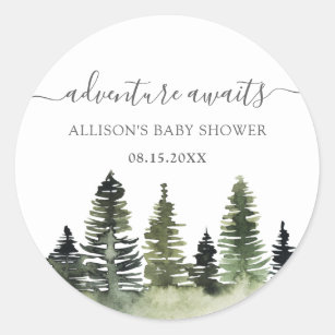 Awaits Woodland Baby shower Ronde Sticker