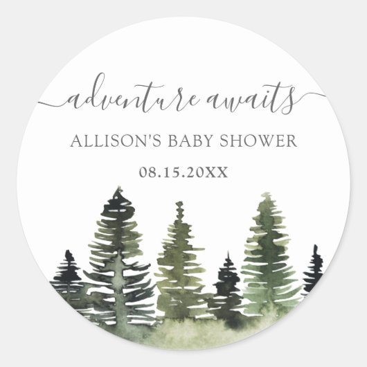 Awaits Woodland Baby shower Ronde Sticker (Voorkant)