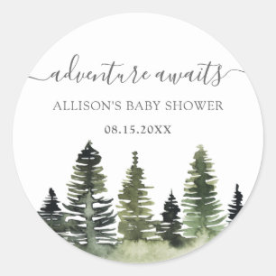 Awaits Woodland Baby shower Ronde Sticker