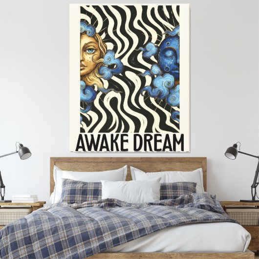 Awake Dream  (Sun&Moon) Stretched Canvas Print (Insitu (Slaapkamer))
