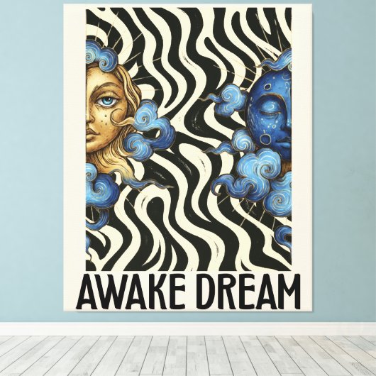 Awake Dream  (Sun&Moon) Stretched Canvas Print (Insitu (Houten vloer))