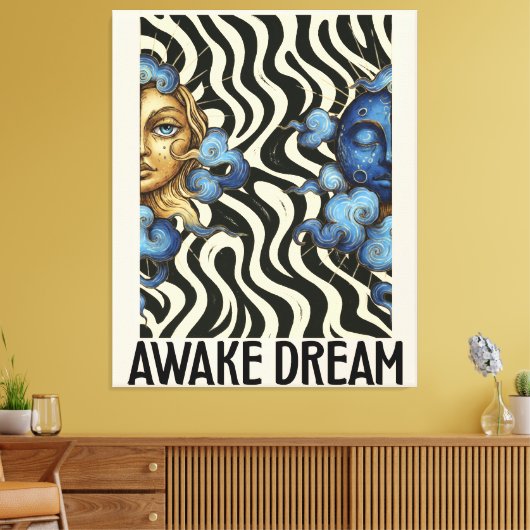 Awake Dream  (Sun&Moon) Stretched Canvas Print (Insitu (Woonkamer))