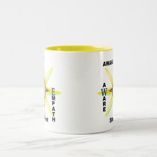 Awaken, Aware, Starseed, Empath Tweekleurige Koffiemok (Center)