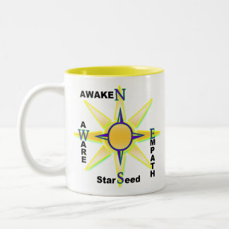Awaken, Aware, Starseed, Empath Tweekleurige Koffiemok