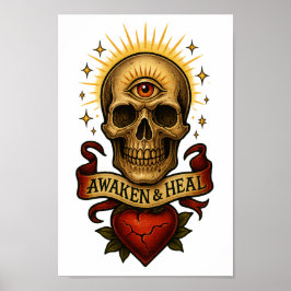 Awaken & Heal - Third Eye Skull Poster of download