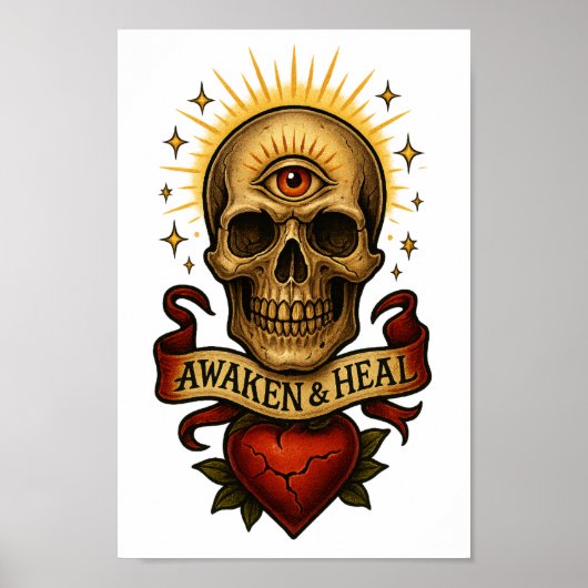 Awaken & Heal - Third Eye Skull Poster of download (Voorkant)