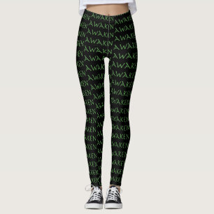 Awaken in Groen op Black Yoga Pants Leggings