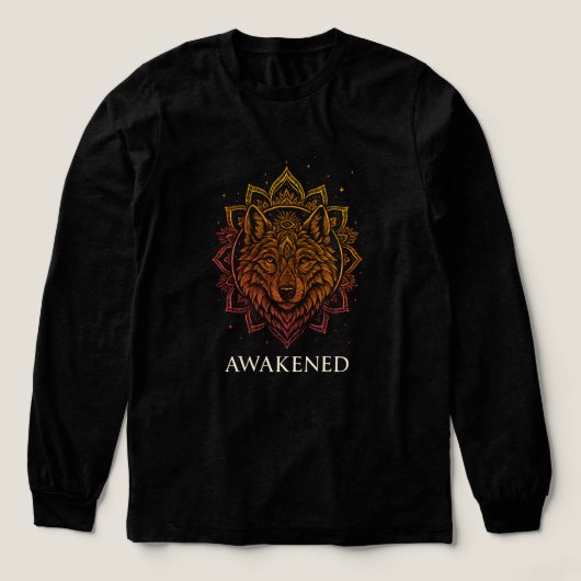 Awakened Wolf Mandala Spiritual Design Tri-Blend Shirt (Voorkant)