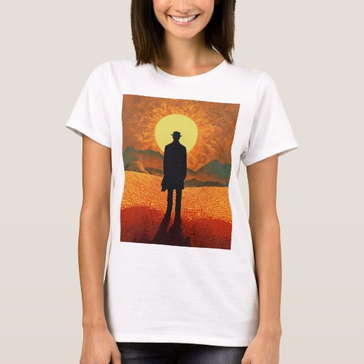"Awakening Dawn: De blik van een Man op de zonsopg T-shirt (Voorkant)
