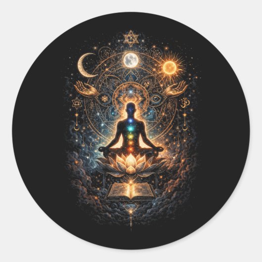 Awakening the Inner Cosmos Ronde Sticker (Voorkant)