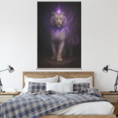 Awakening Violet Aura White Tiger – Mystic Energy Canvas Afdruk (Insitu (Slaapkamer))