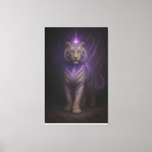 Awakening Violet Aura White Tiger – Mystic Energy Canvas Afdruk (Voorkant)
