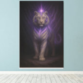Awakening Violet Aura White Tiger – Mystic Energy Canvas Afdruk (Insitu (Houten vloer))