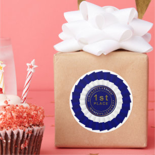Award, Blue-White-1st Place-ROUND STICKERS