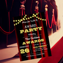 Award Party Fluweel & Goud Kleine uitnodiging