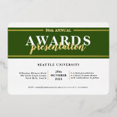 AWARDS DINER modern evenement eenvoudig donkergroe Folie Uitnodiging (Voorkant)