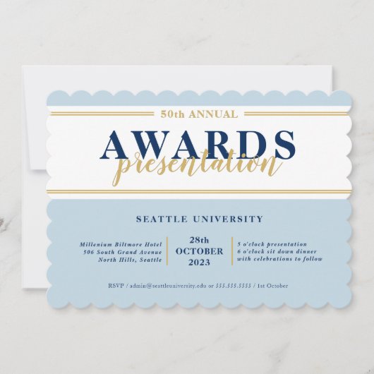 AWARDS DINER modern evenement eenvoudig marineblau Kaart (Voorkant)