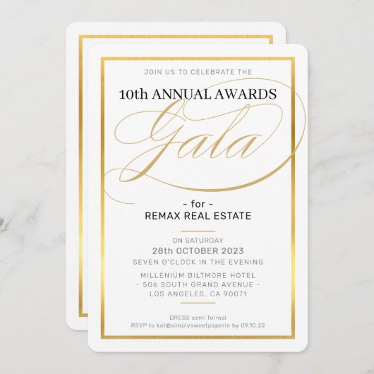 AWARDS GALA DINER modern zakelijk elegant goud Kaart (Voorkant / Achterkant)