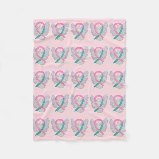 Awareness Angel Blankets Ovarium Cancer Fleece Deken (Voorkant)