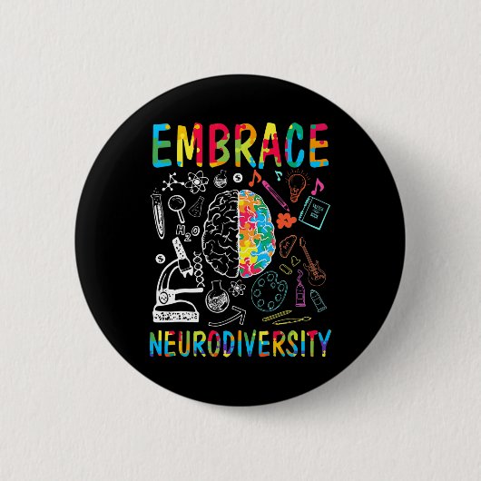 Awareness Assemblée Neurodiversity Man Wo Ronde Button 5,7 Cm (Voorkant)