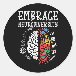 Awareness Assemblée Neurodiversity Man Wo Ronde Sticker