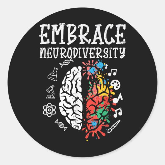 Awareness Assemblée Neurodiversity Man Wo Ronde Sticker (Voorkant)